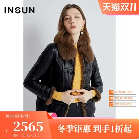 恩裳冬季狐狸毛领水貂加厚白鹅绒羊皮羽绒服女短款图片