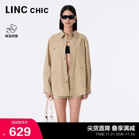 LINCCHIC金羽杰衬衫女新款宽松男友风轻摇滚衬衫女上衣S233SH490Y商品大图