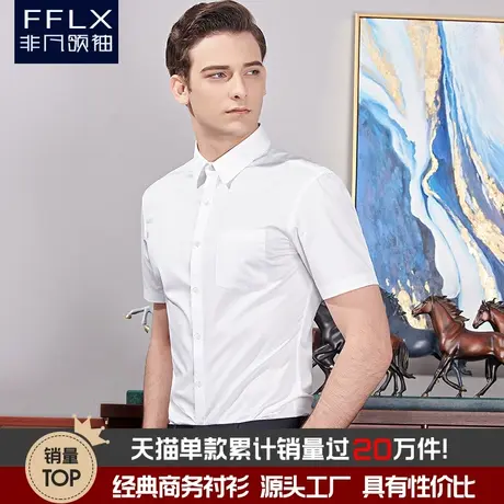 白衬衫男短袖夏季免烫商务定制团购职业修身结婚伴郎衬衣面试正装商品大图