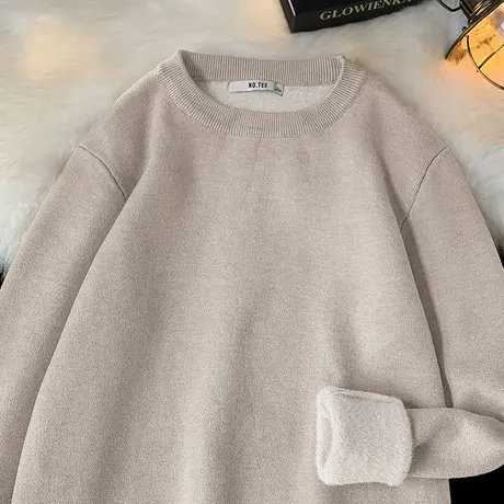 男士毛衣2024新款秋冬季内搭打底衫线衣毛衫保暖一体绒加厚针织衫商品大图