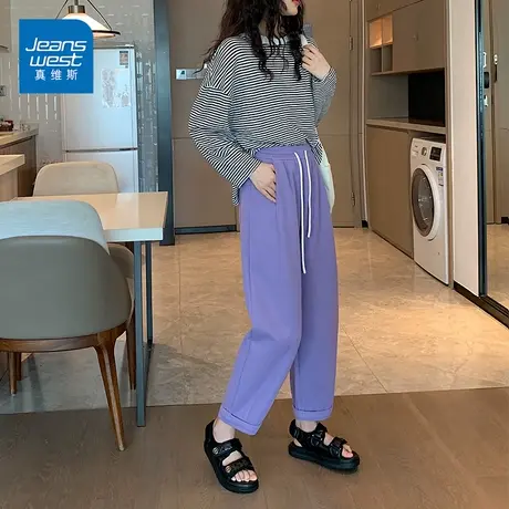 真维斯褶皱米妮老爹裤女2023春秋新款高腰气质宽松直筒长裤潮图片