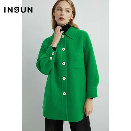 INSUN恩裳线上专选秋季果绿肌理感百搭短外套商品大图