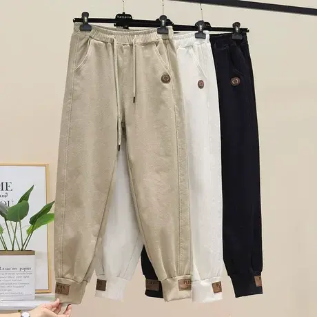 哈伦裤女秋冬2023年新款加绒卫裤女冬外穿休闲裤加厚老爹裤宽松潮商品大图