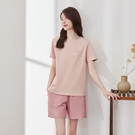 【凉感】顶瓜瓜纯棉短袖睡衣女夏款纯色女士套头家居服套装薄款商品大图