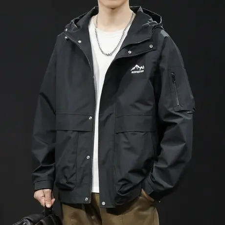 夹克男外套春秋潮牌男装连帽工装大码男款上衣男士冲锋衣2024新款图片