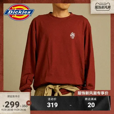 Dickies 春夏长袖印花T恤工装休闲风男女情侣同款宽松内搭图片
