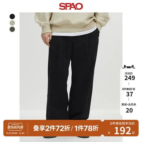 SPAO韩国同款春季新品男简约休闲直筒垂坠感阔腿裤SPTCD49C02商品大图