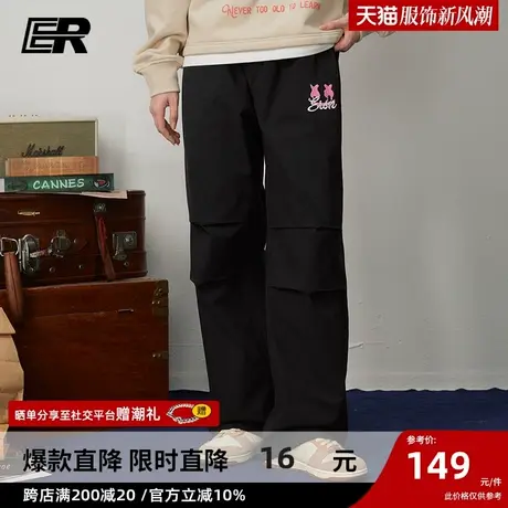 ER刺绣伞兵裤男2024春季新款美式户外潮牌宽松休闲情侣登山长裤图片