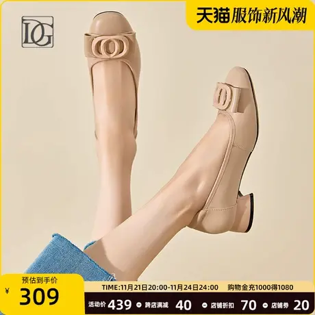 【商场同款】浅口单鞋女粗跟2024新款头层牛皮真皮皮鞋软底妈妈鞋图片