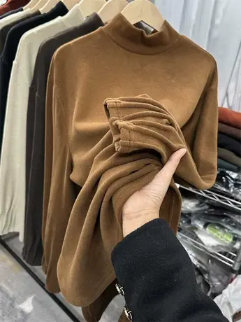 好品芭比裤加绒加厚秋冬长款t恤女长袖中长款打底衫遮屁股长t卫衣商品大图