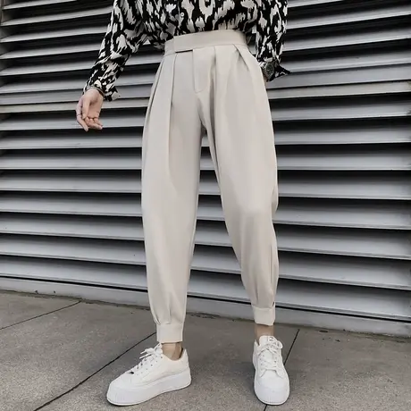 秋季男士休闲裤裤子长裤宽松直筒潮流运动纯色哈伦小脚裤潮牌西裤商品大图