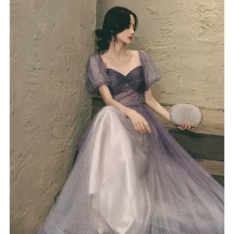 星空年会法式晚礼服女2023新款主持人仙气梦幻森系连衣裙平时可穿图片