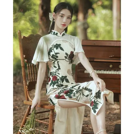 旗袍小晚礼服连衣裙2024新款平时可穿宴会年会气质主持人订婚蕾丝商品大图