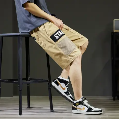 唐狮夏薄款休闲短裤男韩版宽松直筒工装裤男显瘦运动五分裤潮卫裤图片