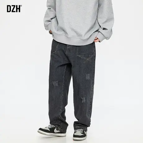 男士黑色牛仔裤男春季美式复古设计感裤子男裤2024年新款阔腿长裤图片