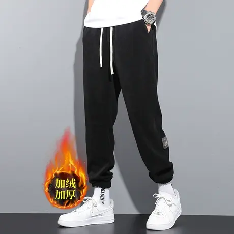 运动裤子男士秋冬男裤冬款2023新款冬季加绒休闲裤男秋款束脚卫裤商品大图