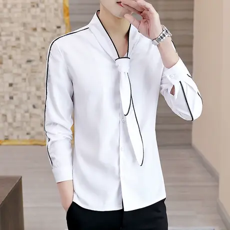 高级小众设计感衬衫男发型师春季长袖衬衣很仙网红上衣服韩版帅气商品大图