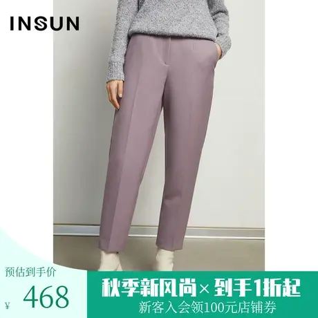 恩裳商场同款冬季时尚潮流紫色修身简约舒适通勤西裤女图片