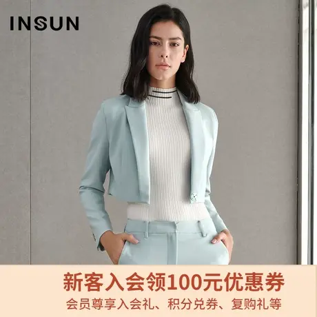 恩裳商场同款春季时尚简约温柔清新短款小西装外套女图片