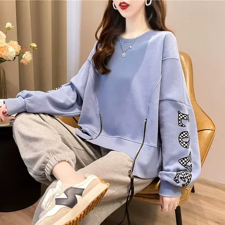 早秋卫衣女春秋季韩版宽松bf慵懒风ins超火cec薄款上衣短款外套潮商品大图