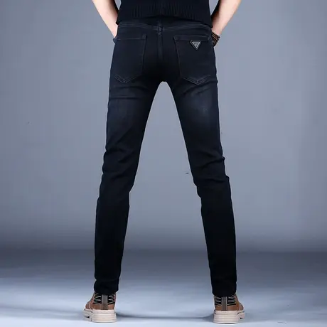 2023新款男士百搭牛仔裤男款黑色百搭修身精致小脚裤子男潮牌休闲商品大图