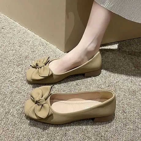 网红单鞋女2023春夏季新款温柔洋气百搭浅口平底防滑舒适韩系瓢鞋图片