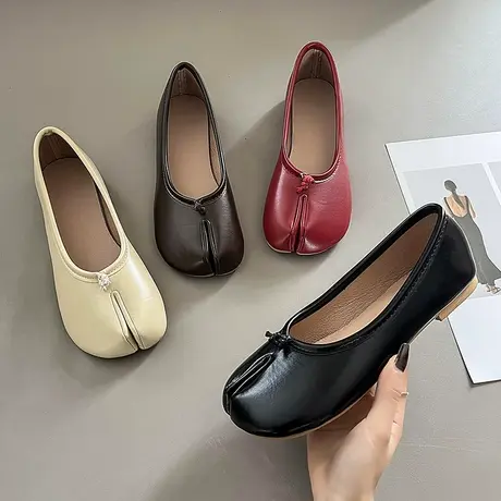 设计感小众新款平底船鞋法式复古马蹄分趾猪蹄奶奶单鞋女夏季鞋子商品大图