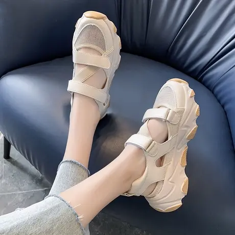 老爹凉鞋女2023新款夏季厚底网面运动鞋透气网鞋显脚小镂空小白鞋图片