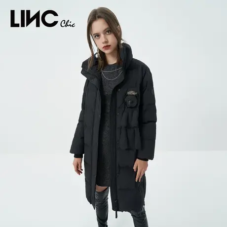 LINC金羽杰2023冬新款玩偶萌宠字母刺绣反季断码女款长款羽绒服女商品大图
