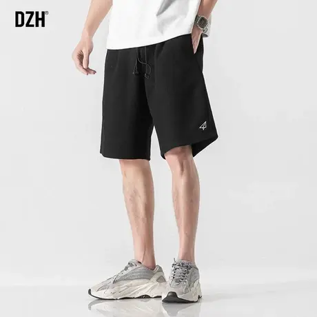 男士黑色华夫格短裤男运动潮牌宽松休闲5分裤夏季薄款跑步裤中裤商品大图