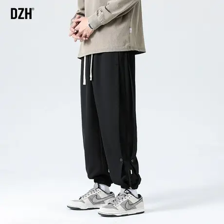 男士黑色休闲裤春夏宽松裤子男2023新款美式高街哈伦裤束脚裤男裤商品大图