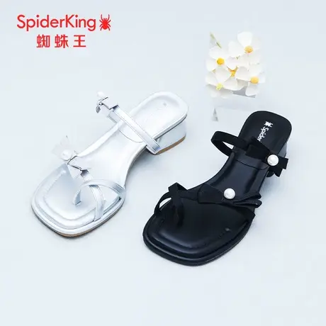 SPIDER KING/蜘蛛王女凉拖鞋2025夏商场新款仙女罗马风蝴蝶结粗跟商品大图