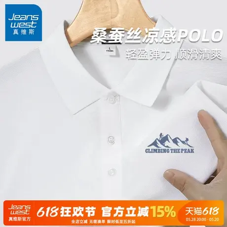GV真维斯桑蚕丝男士POLO衫夏季薄款翻领半袖男款休闲带领短袖T恤A商品大图