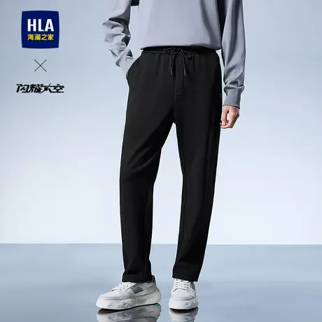 HLA/海澜之家轻商务航天抽绳卫裤25春夏季新款松紧腰印花休闲裤男商品大图