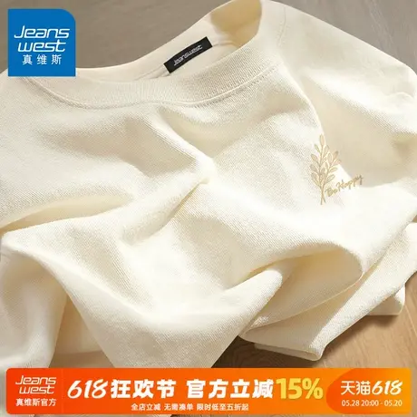 GV真维斯纯棉t恤男款2025春秋款中国风重磅长袖男圆领内搭打底衫C商品大图