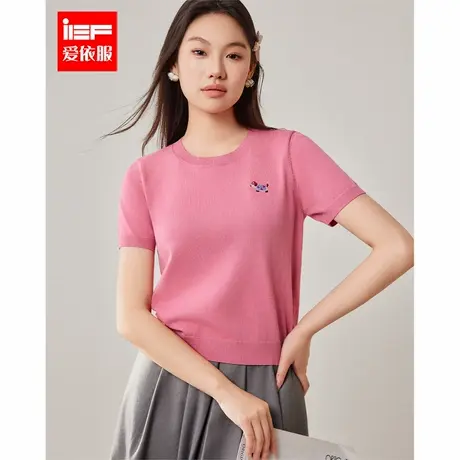 IEF/爱依服大码女装2025夏新款微胖韩版简约气质通勤百搭毛织上衣商品大图
