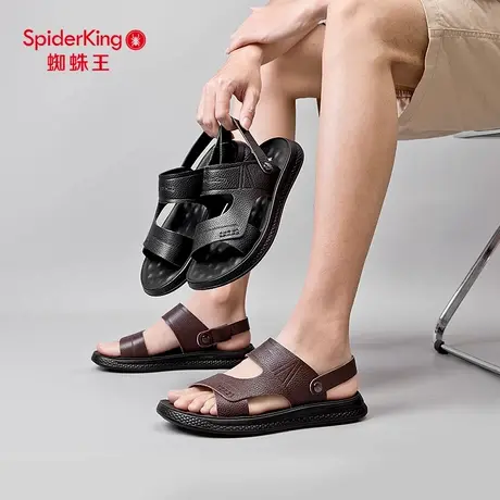 蜘蛛王男士凉鞋男真皮凉拖鞋2024新款夏季爸爸凉鞋外穿休闲沙滩鞋商品大图