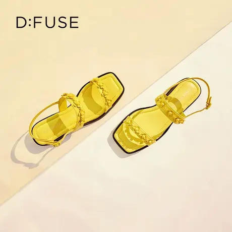 【昕怡粉丝专享】DFuse夏季花朵一字带平底凉鞋罗马沙滩休闲凉拖图片