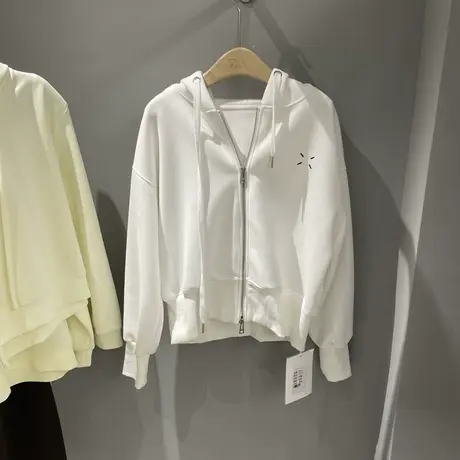 2023春秋装新款连帽拉链设计显瘦短款卫衣女开衫薄款外套百搭上衣商品大图