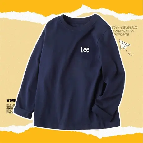 Lee童装印花LOGO长袖T恤男童女童2025年秋季新款宽松休闲圆领上衣图片