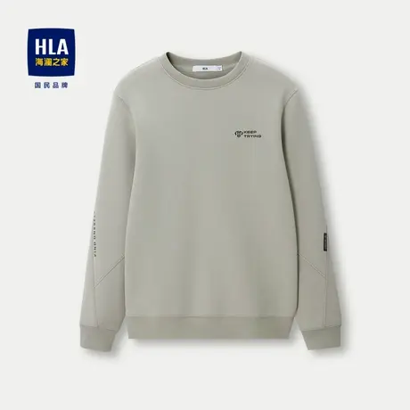 HLA/海澜之家空气层卫衣23秋新款立体压花透气弹力圆领修身上衣男商品大图