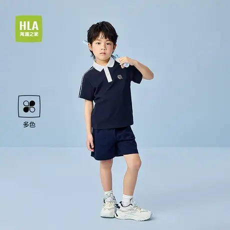 HLA/海澜之家亦心即为系列短袖POLO25春夏新绣花撞色上衣男女童图片