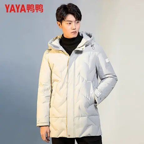 鸭鸭羽绒服男士2025冬季新款时尚休闲加厚连帽中长款保暖外套男潮商品大图