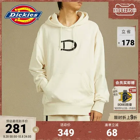 Dickies23秋季新款工装风男女情侣刺绣字母毛圈内里休闲连帽卫衣图片