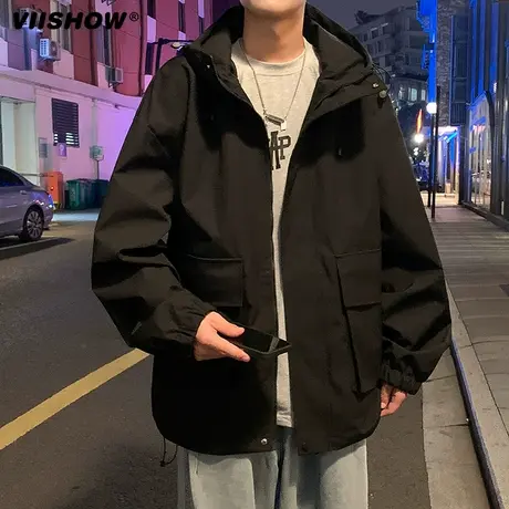 VIISHOW美式户外冲锋衣男生秋季潮牌宽松工装外套山系休闲夹克男商品大图