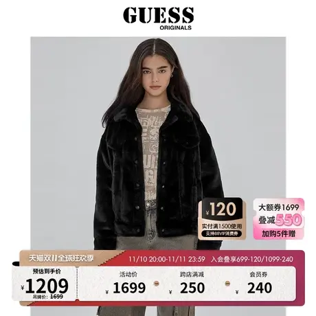 GUESSOriginals23年新款秋女士保暖时尚宽松毛绒外套-W4RL11K8BV0商品大图