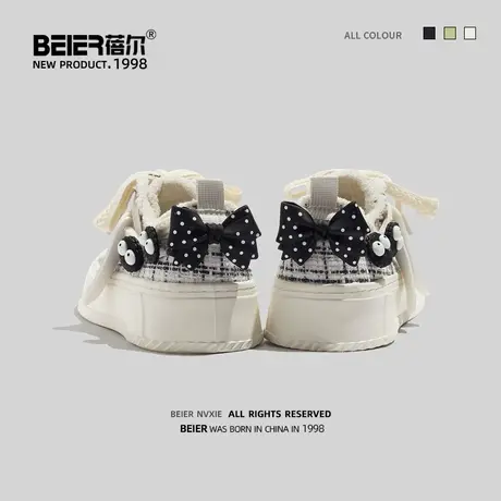 蓓尔 日系帆布鞋女2023年新款学生百搭chic港风原创小香风板鞋子商品大图