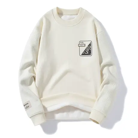 秋冬季加绒加厚青年男针织打底衫上衣保暖毛衣一体绒圆领卫衣外套商品大图