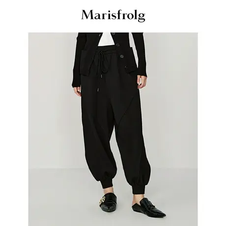 【商场同款】玛丝菲尔春季新款黑色茧型气球裤束口休闲裤商品大图