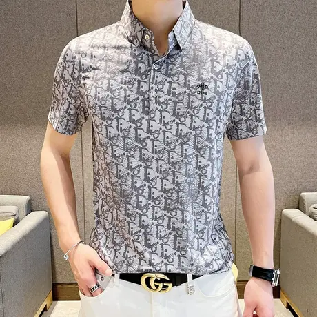 2023新款夏季短袖Polo衫男T恤休闲百搭冰丝爸爸装体恤上衣打底衫商品大图